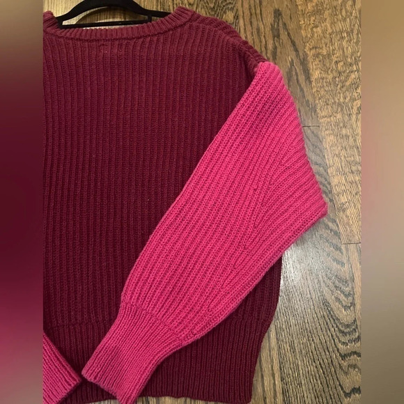 Women's Crewneck Pullover Sweater - A New Day™ Pink and Maroon - Picture 3 of 4